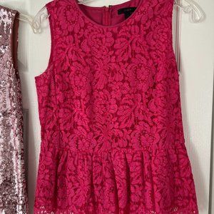 J.Crew lace peplum top hot pink
